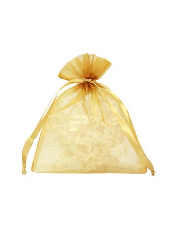 Flat Organza Bags, Gold, 4" x 5"