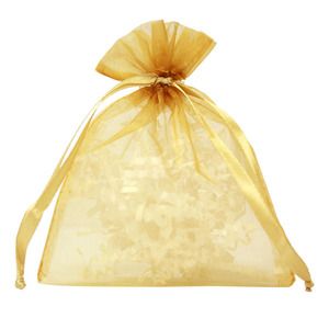 Flat Organza Bags, Gold, 4" x 5"