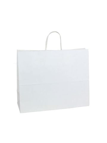 Recycled White Kraft Paper Shopping Bags, 16" x 6" x 13" (Vogue)