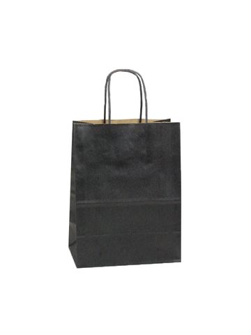Black, Medium Shadow Stripe Paper Shopping Bags, 8" x 4-3/4" x 10-1/2" (Cub)