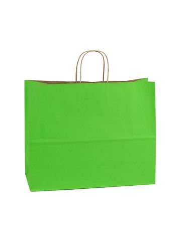 Apple Green, Large Shadow Stripe Paper Shopping Bags, 16" x 6" x 13" (Vogue)
