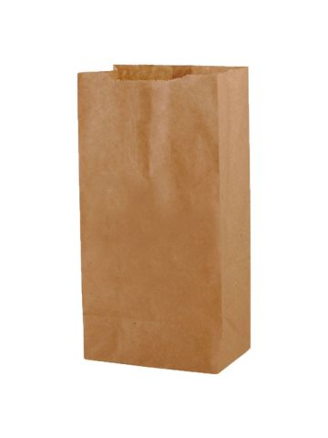 #4 Brown recycled paper grocery bags, 5" x 3-1/8" x 9-5/8"